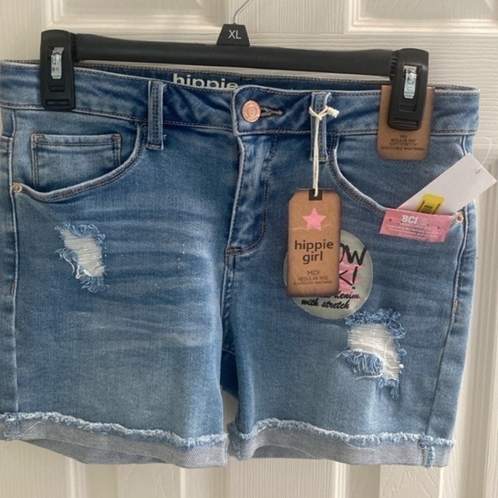 Hippie girl regular rise soft stretch jeans shorts girls size 14